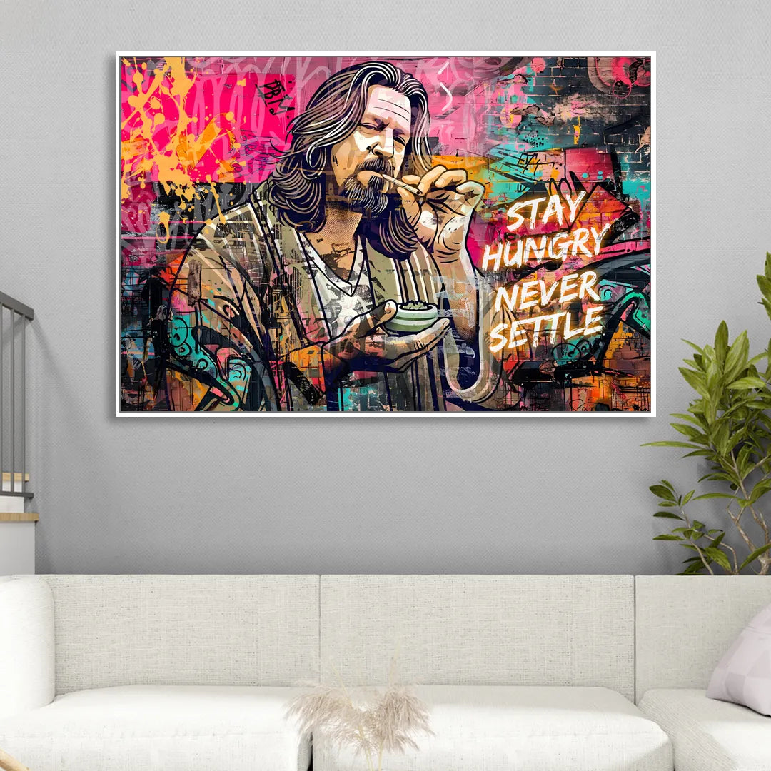Stay Hungry Never Settle Sitting Room - White Canvas Wall Art