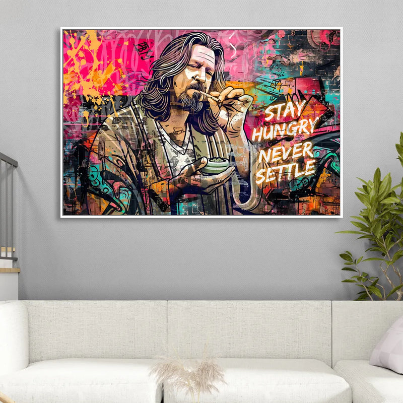Stay Hungry Never Settle Sitting Room - White Canvas Wall Art