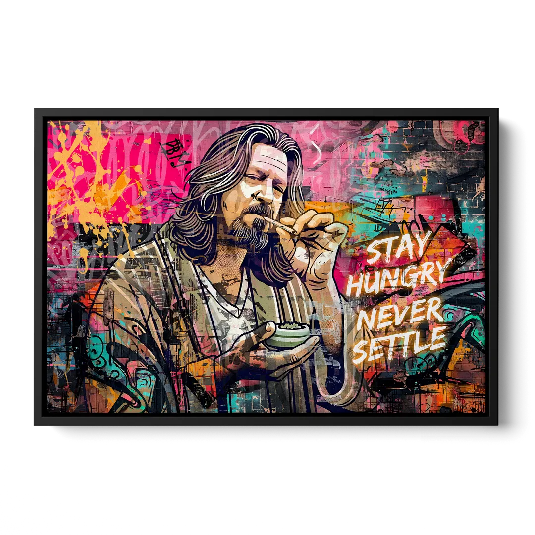 Stay Hungry Never Settle Front - Black Canvas Wall Art