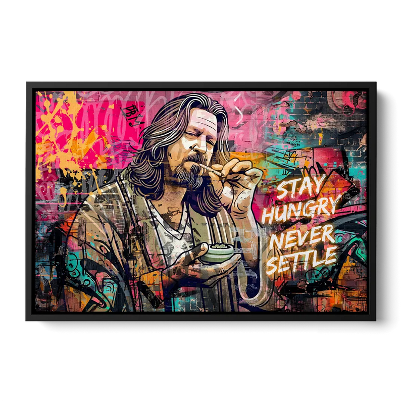 Stay Hungry Never Settle Front - Black Canvas Wall Art