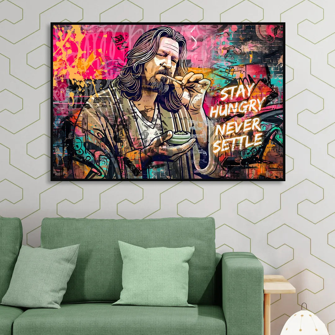 Stay Hungry Never Settle Living Room - Black Canvas Wall Art