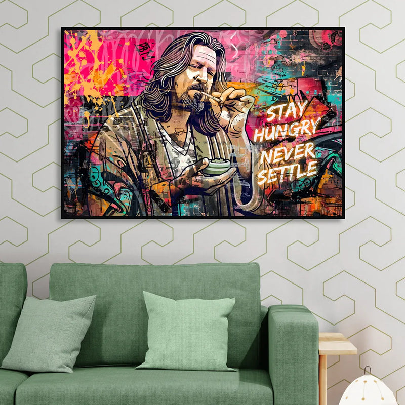 Stay Hungry Never Settle Living Room - Black Canvas Wall Art