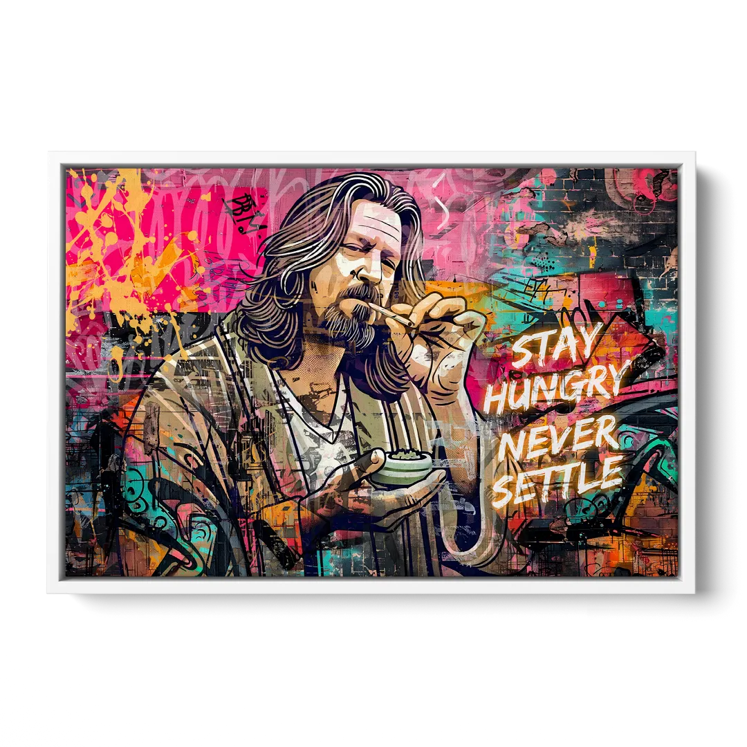Stay Hungry Never Settle Front - White Canvas Wall Art