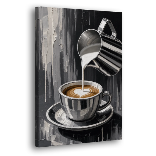 Steamed Milk Heart Pour - Canvas Wall Art - Side
