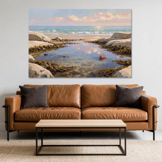 Still Tide Pool Reflection for the Beach House - Canvas Wall Art - Sofa - 60x40