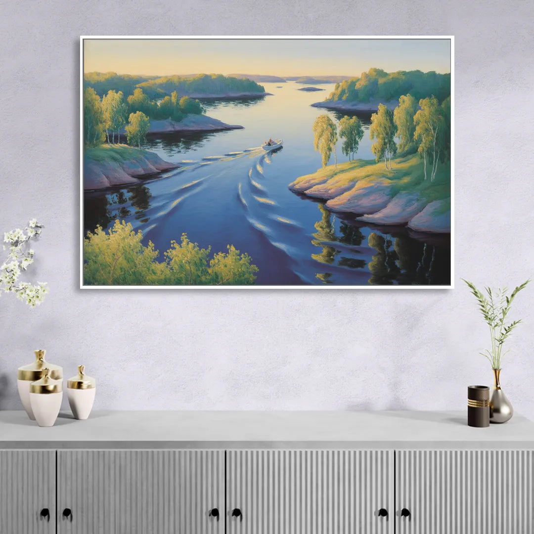 Stockholm Archipelago Sitting Room - White Canvas Wall Art