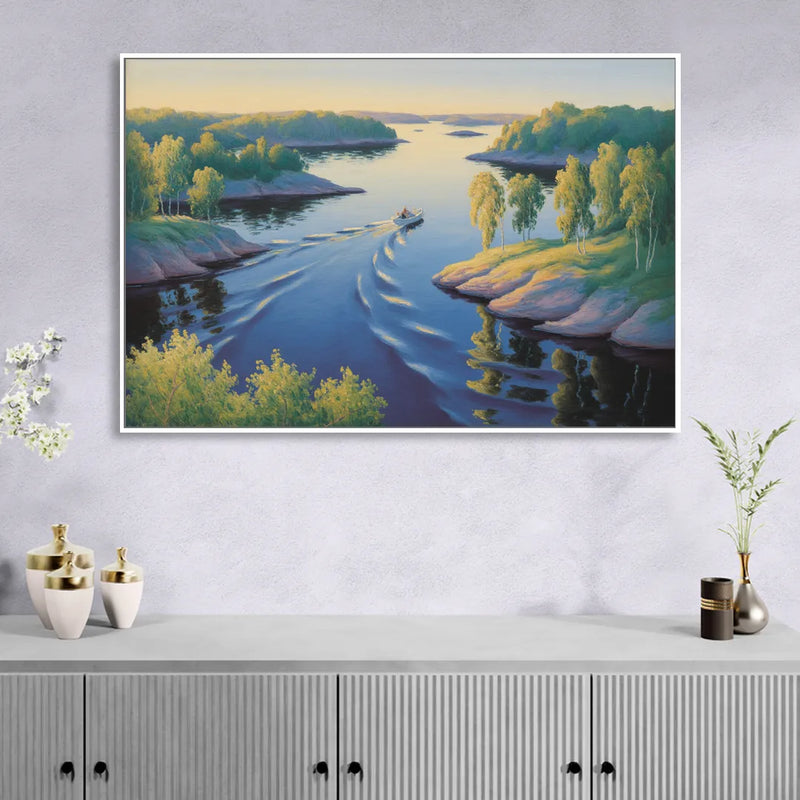 Stockholm Archipelago Sitting Room - White Canvas Wall Art