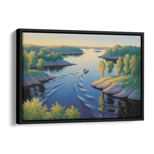 Stockholm Archipelago Side - Black Canvas Wall Art