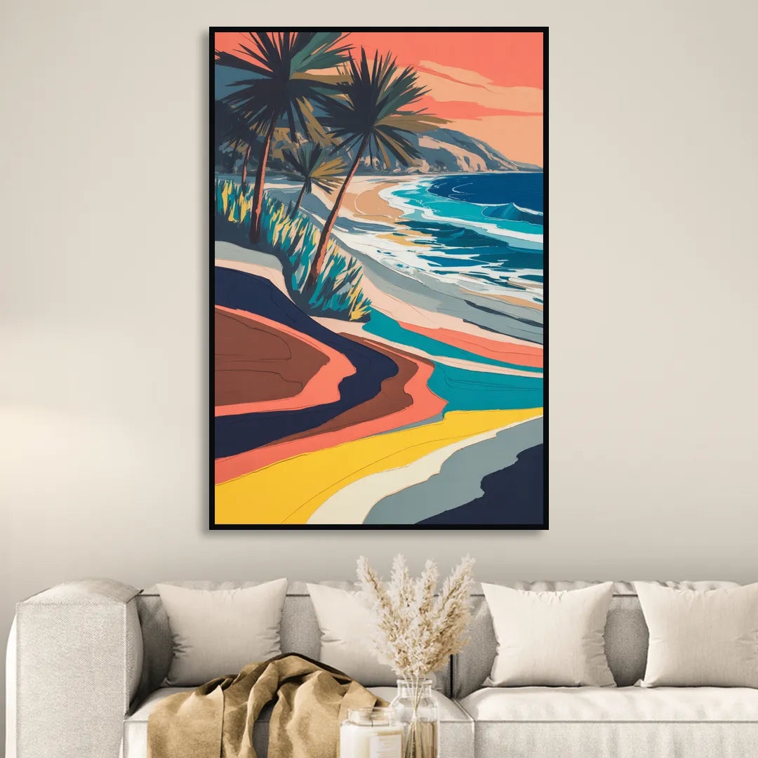 Stone Island Palm Coast Sitting Room - Black Canvas Wall Art