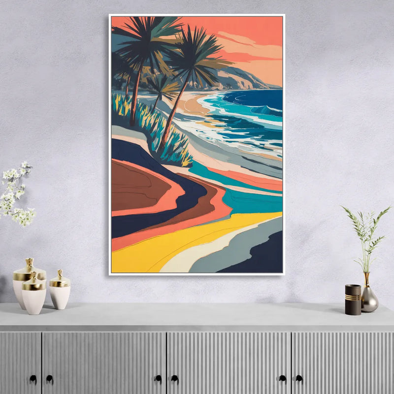 Stone Island Palm Coast Sitting Room - White Canvas Wall Art