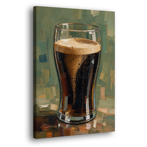 Stout Pint Settling with Cascading Bubbles - Canvas Wall Art - Side