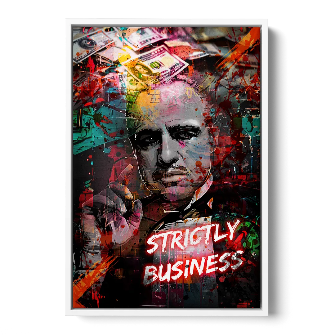 Strictly Business Front - White Canvas Wall Art