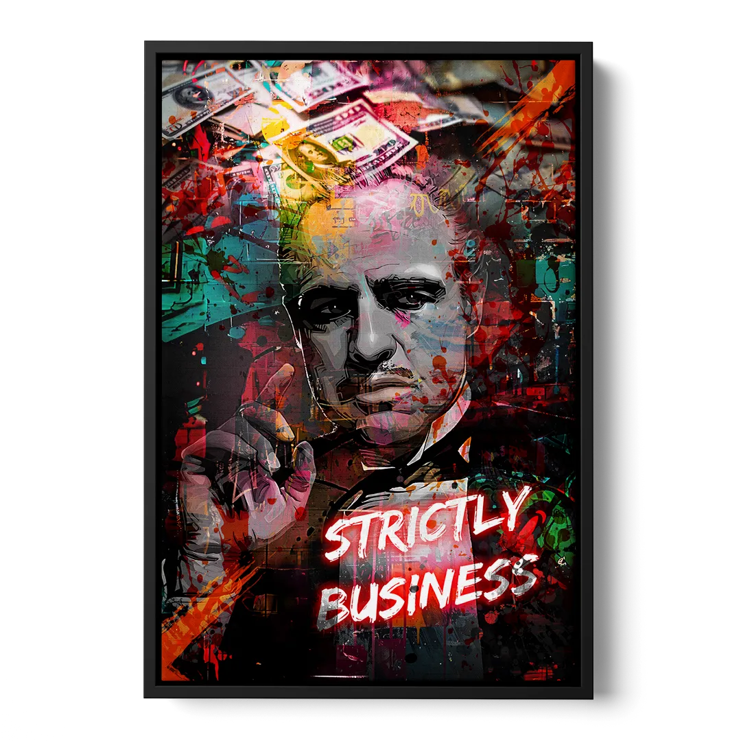 Strictly Business Front - Black Canvas Wall Art