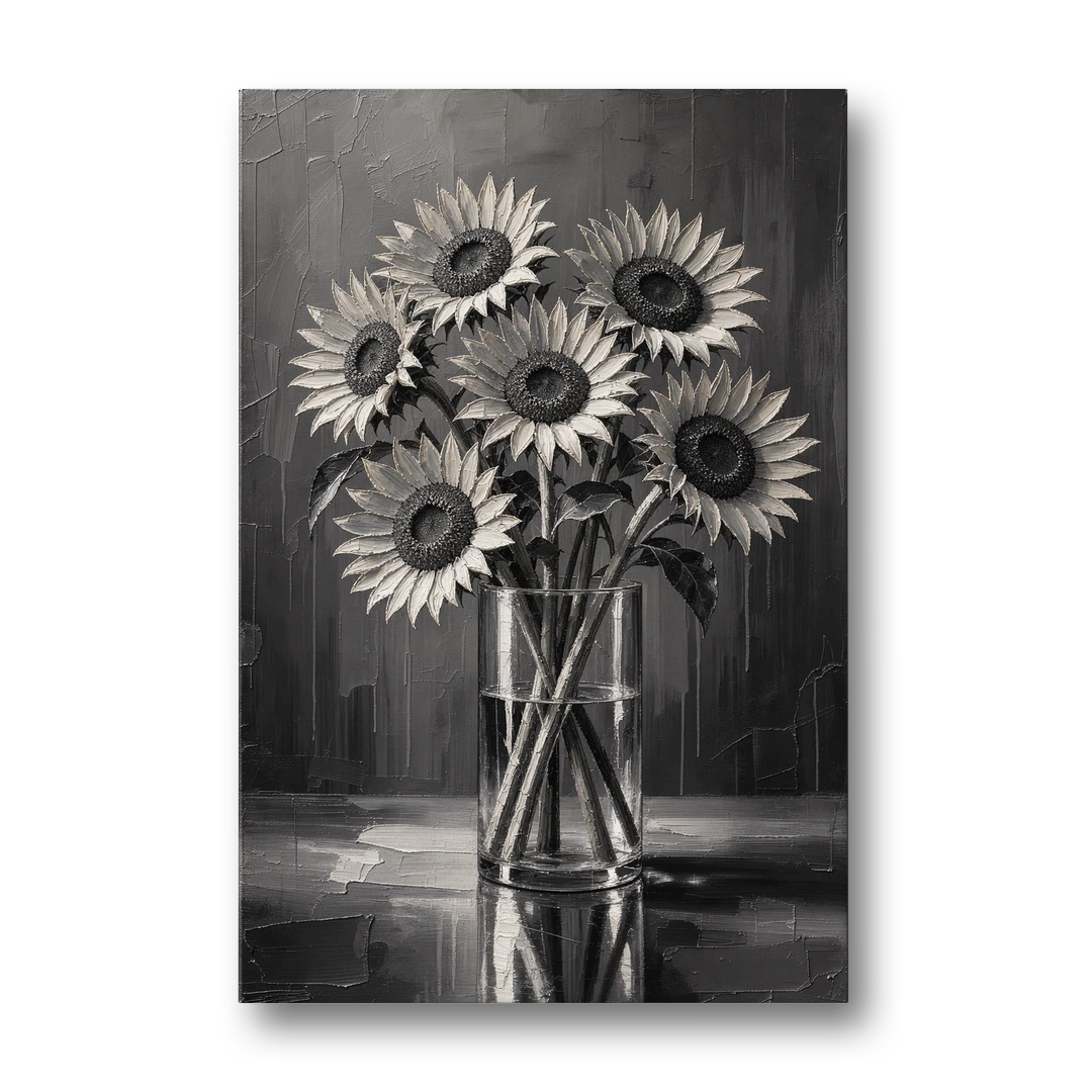 Sunflower Bouquet in a Glass Vase - Canvas Wall Art - Front