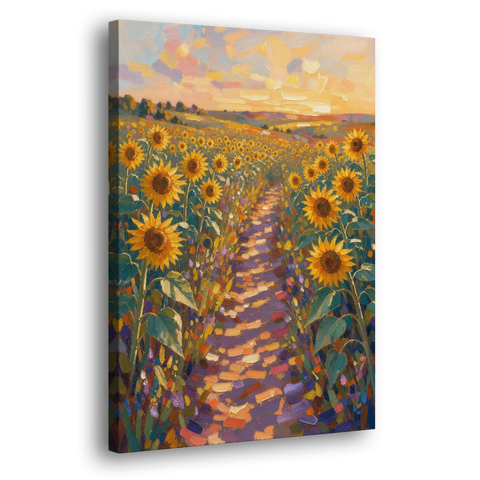 Sunflower Impressionist Painting of the Violet Path - Canvas Wall Art