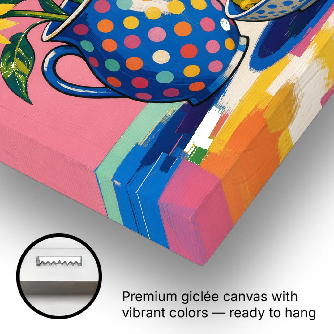 Sunflower Pitcher and Lemon Bowl - Canvas Wall Art - Gallery Wrap Corner