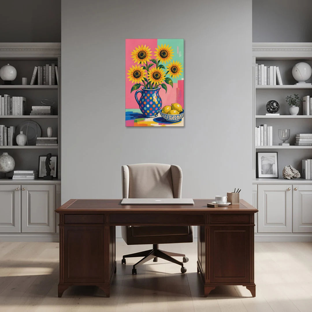 Sunflower Pitcher and Lemon Bowl - Canvas Wall Art - Office - 24x36