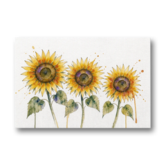 Sunflower Watercolor Painting with Amber Splashes - Canvas Wall Art - Front