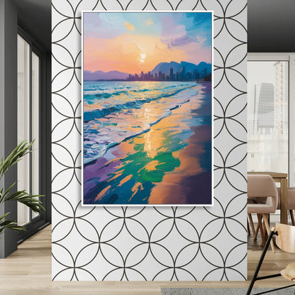 Sunset Beach Vancouver Sitting Room - White Canvas Wall Art