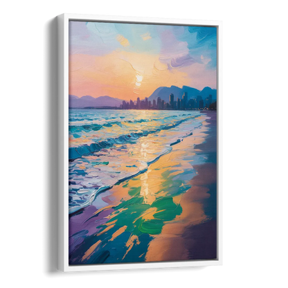 Sunset Beach Vancouver Side - White Canvas Wall Art