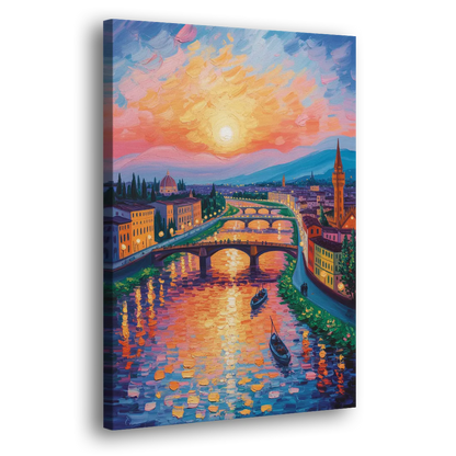 Sunset Over Arno Side - Canvas Wall Art
