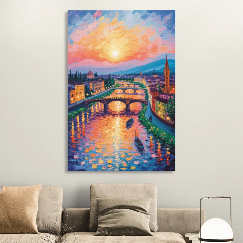 Sunset Over Arno Sitting Room - Canvas Wall Art