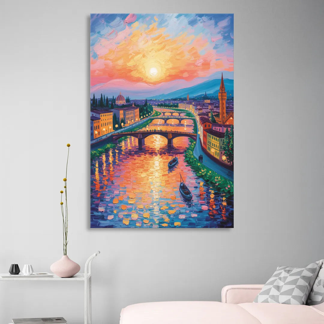 Sunset Over Arno Living Room - Canvas Wall Art