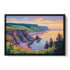 Sunset Over Cape Breton - Black Framed Canvas Wall Art - Front