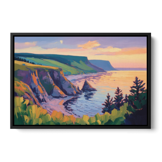 Sunset Over Cape Breton - Black Framed Canvas Wall Art - Front