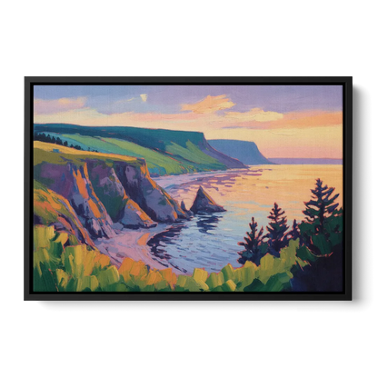 Sunset Over Cape Breton Front - Black Canvas Wall Art