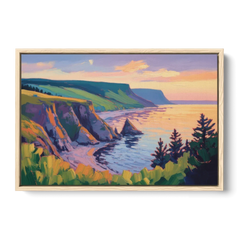 Sunset Over Cape Breton - Oak Framed Canvas Wall Art - Front