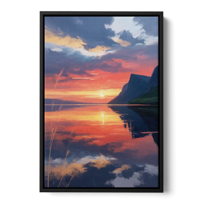 Sunset Over Gros Morne Front - Black Canvas Wall Art