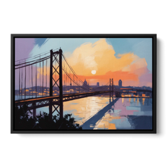 Sunset Over Lisbon - Black Framed Canvas Wall Art - Front