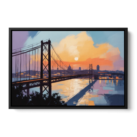 Sunset Over Lisbon - Black Framed Canvas Wall Art - Front