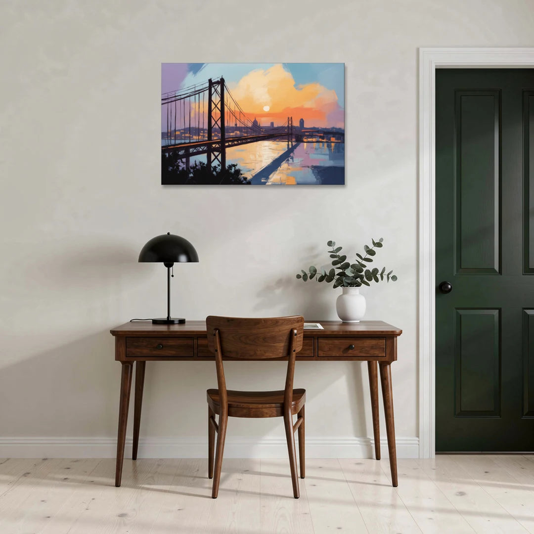 Sunset Over Lisbon - Canvas Wall Art - Office - 36x24
