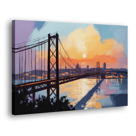 Sunset Over Lisbon - Canvas Wall Art - Side