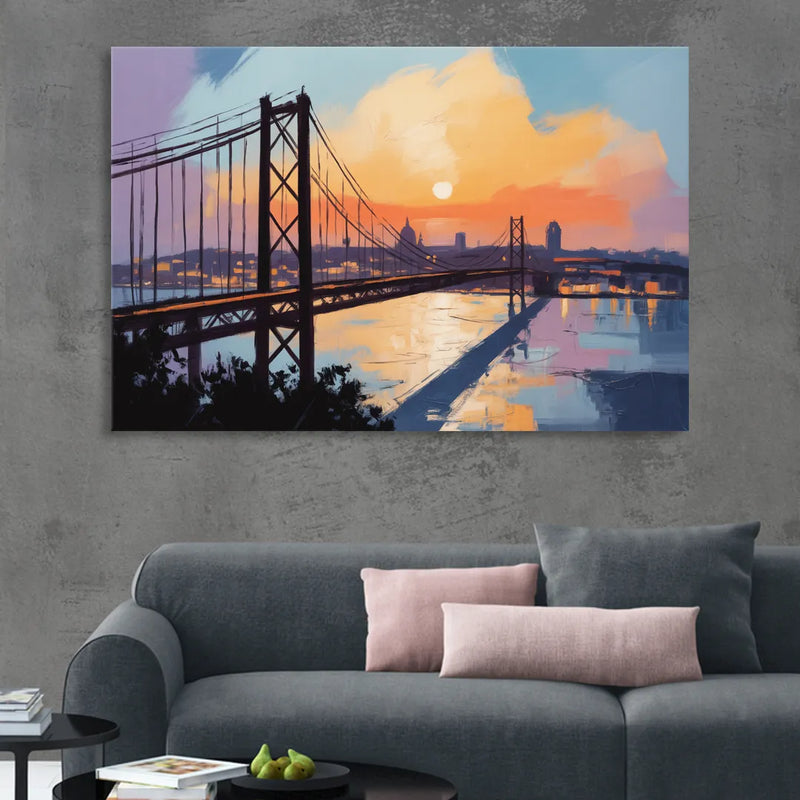 Sunset Over Lisbon Sitting Room - Canvas Wall Art