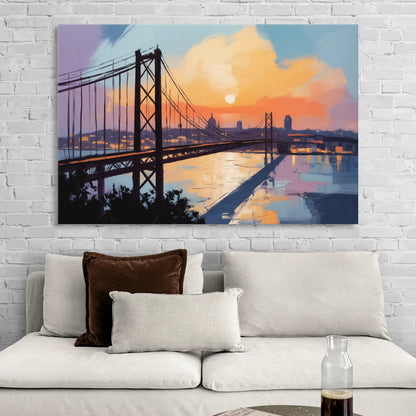 Sunset Over Lisbon Living Room - Canvas Wall Art