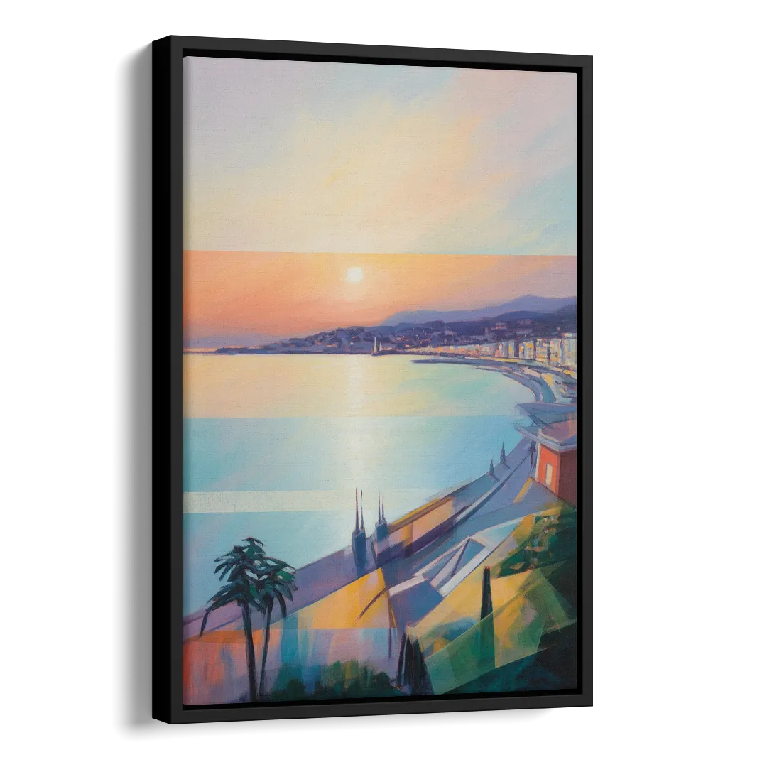 Sunset Over Nice Side - Black Canvas Wall Art