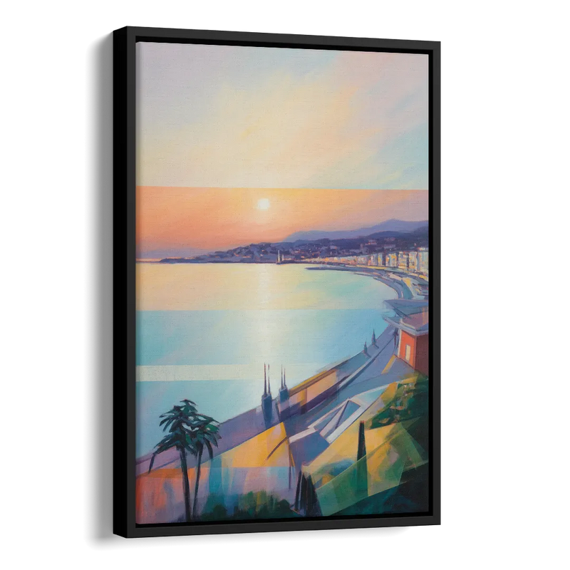Sunset Over Nice Side - Black Canvas Wall Art