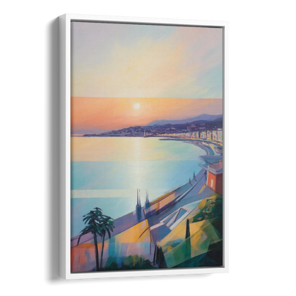 Sunset Over Nice Side - White Canvas Wall Art
