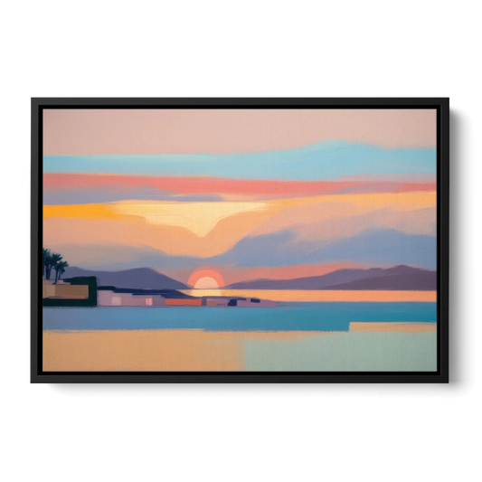 Sunset over Palma Bay - Black Framed Canvas Wall Art - Front