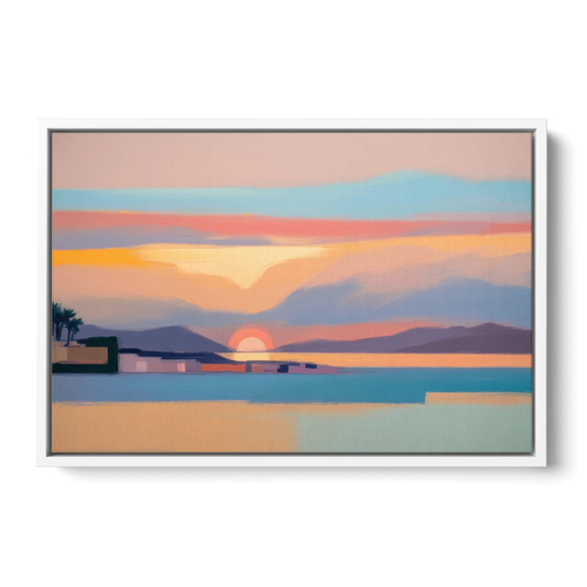 Sunset over Palma Bay - White Framed Canvas Wall Art - Front