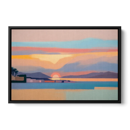 Sunset over Palma Bay Front - Black Canvas Wall Art