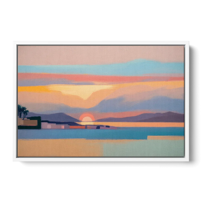 Sunset over Palma Bay Front - White Canvas Wall Art