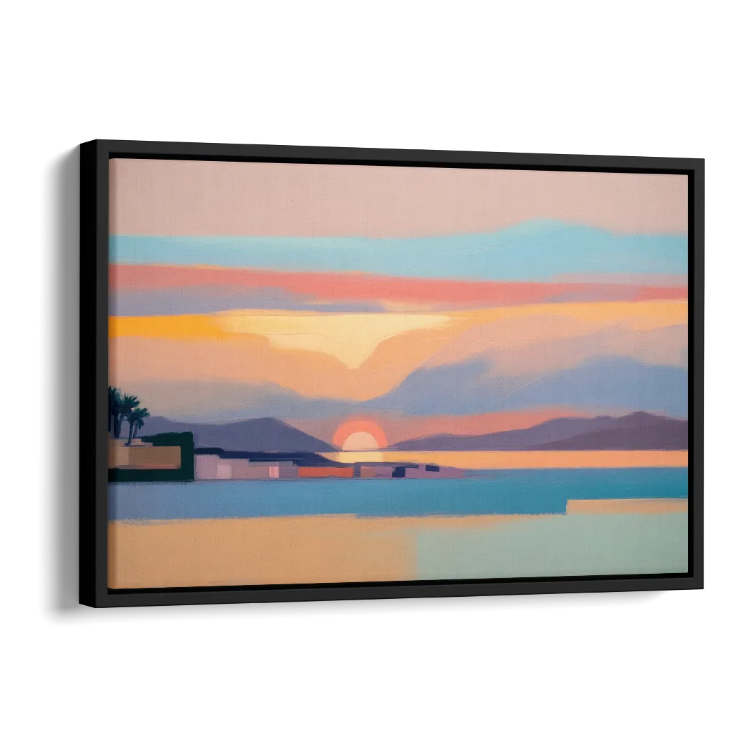 Sunset over Palma Bay Side - Black Canvas Wall Art