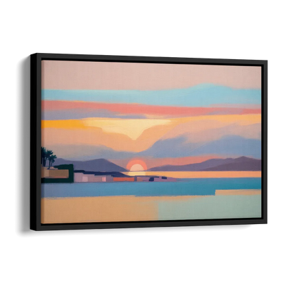 Sunset over Palma Bay Side - Black Canvas Wall Art