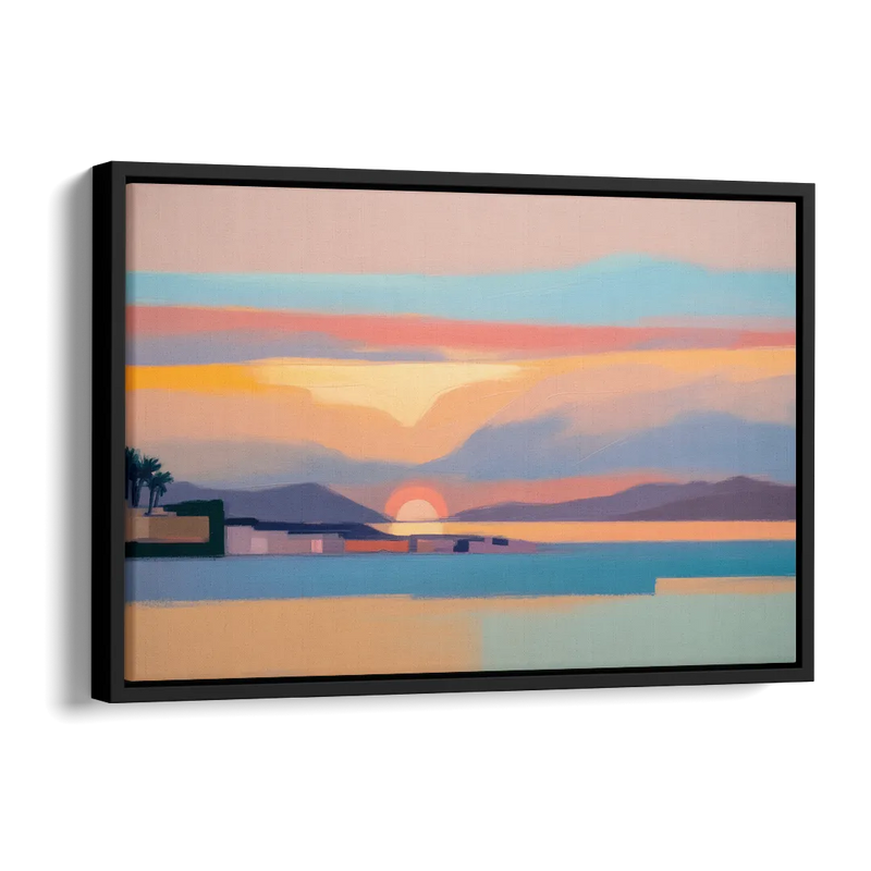 Sunset over Palma Bay Side - Black Canvas Wall Art
