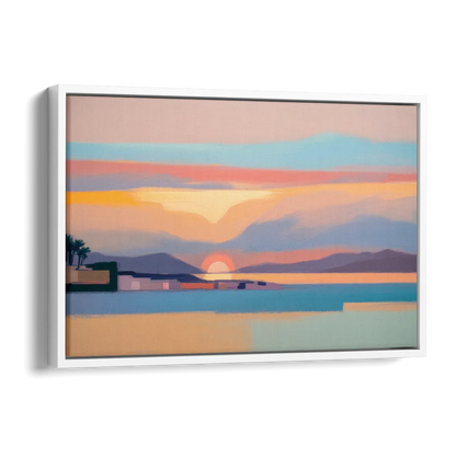 Sunset over Palma Bay Side - White Canvas Wall Art