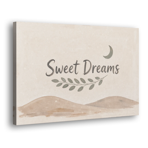 Sweet Dreams Beneath a Sage Half Moon - Canvas Wall Art - Side